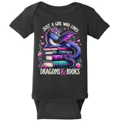 Just A Girl Who Loves Dragons And Books Dragon Reading Baby Bodysuit