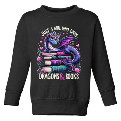 Just A Girl Who Loves Dragons And Books Dragon Reading Toddler Sweatshirt