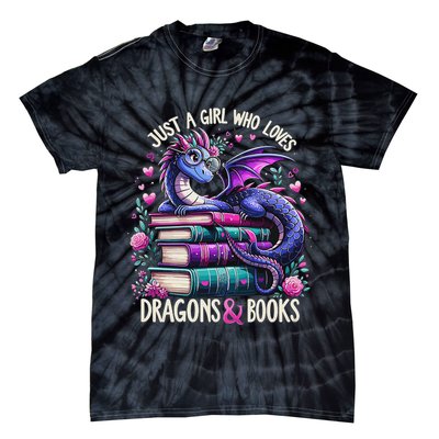 Just A Girl Who Loves Dragons And Books Dragon Reading Tie-Dye T-Shirt