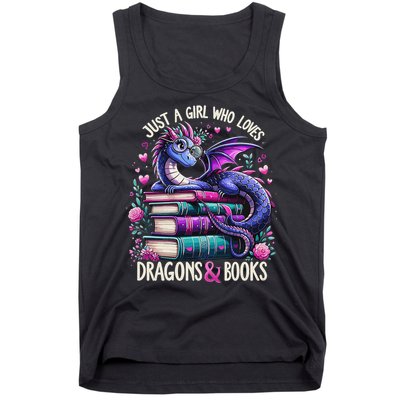 Just A Girl Who Loves Dragons And Books Dragon Reading Tank Top