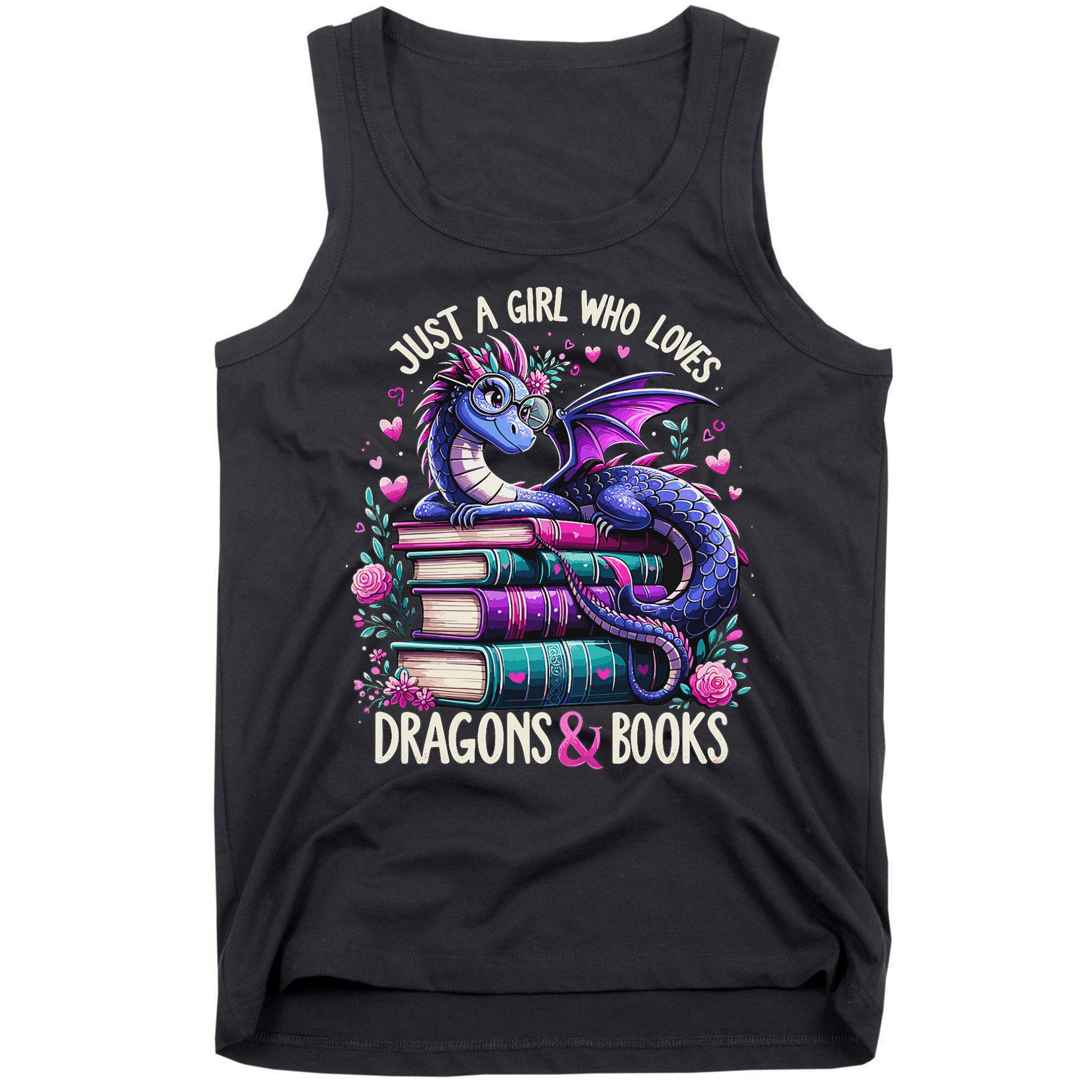 Just A Girl Who Loves Dragons And Books Dragon Reading Tank Top