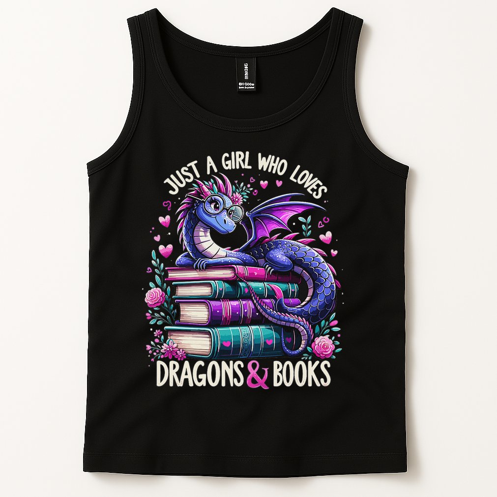 Just A Girl Who Loves Dragons And Books Dragon Reading Tank Top