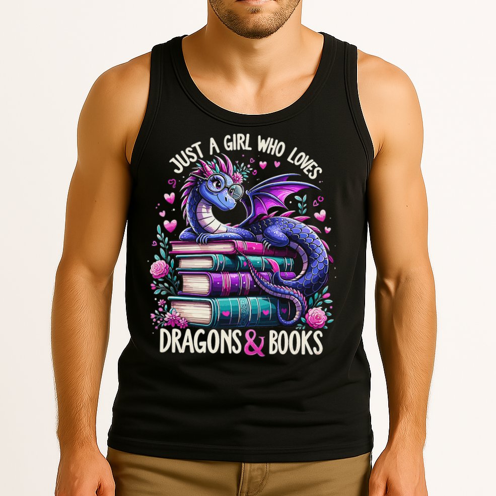 Just A Girl Who Loves Dragons And Books Dragon Reading Tank Top