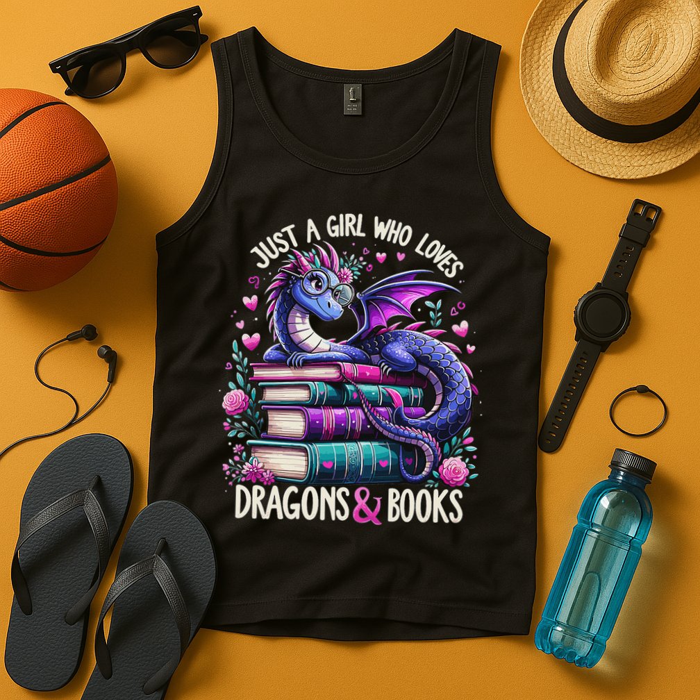Just A Girl Who Loves Dragons And Books Dragon Reading Tank Top