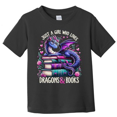 Just A Girl Who Loves Dragons And Books Dragon Reading Toddler T-Shirt