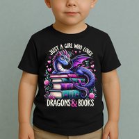 Just A Girl Who Loves Dragons And Books Dragon Reading Toddler T-Shirt