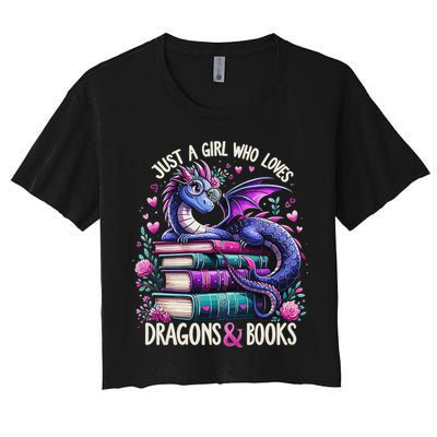 Just A Girl Who Loves Dragons And Books Dragon Reading Women's Crop Top Tee