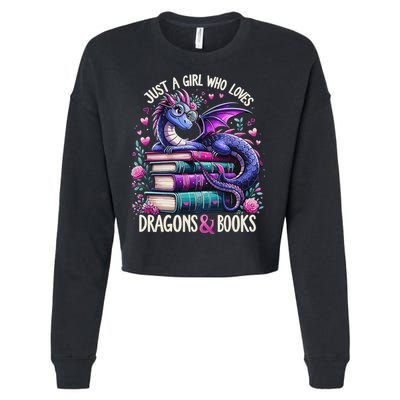 Just A Girl Who Loves Dragons And Books Dragon Reading Cropped Pullover Crew
