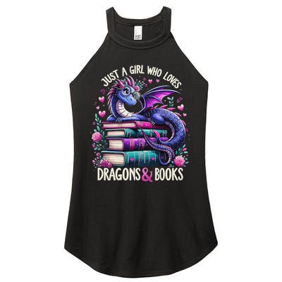 Just A Girl Who Loves Dragons And Books Dragon Reading Women's Perfect Tri Rocker Tank