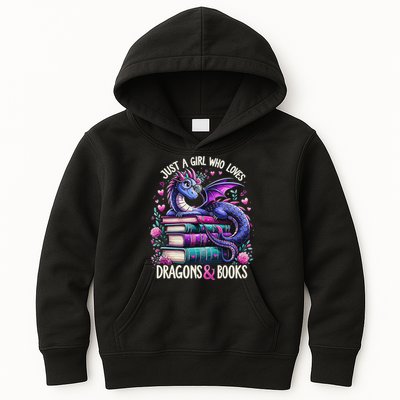 Just A Girl Who Loves Dragons And Books Dragon Reading Kids Hoodie