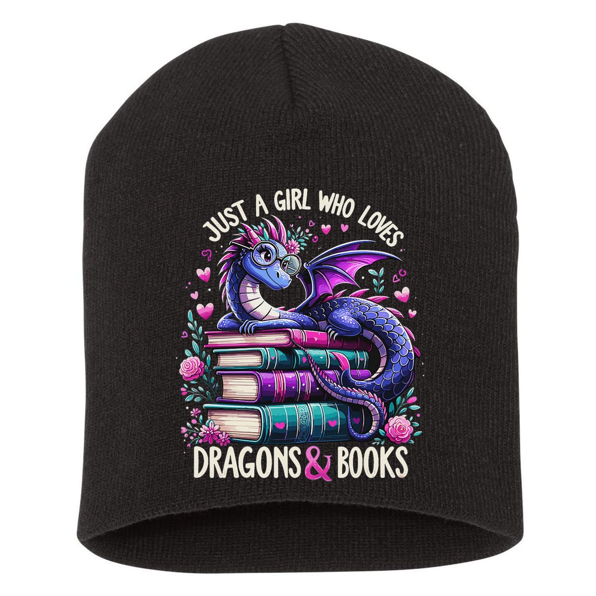 Just A Girl Who Loves Dragons And Books Dragon Reading Short Acrylic Beanie