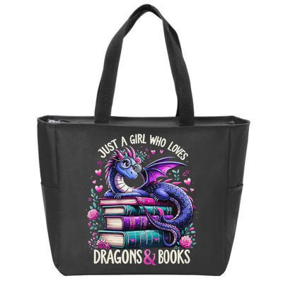 Just A Girl Who Loves Dragons And Books Dragon Reading Zip Tote Bag