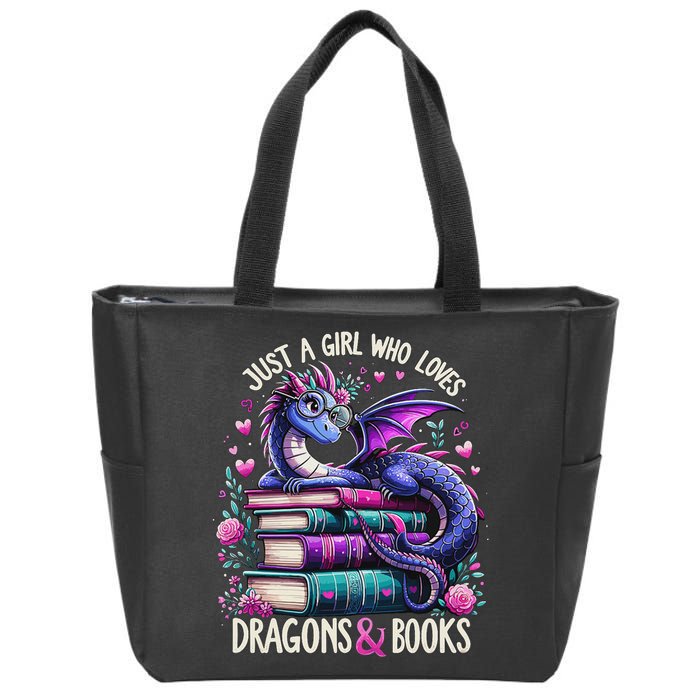 Just A Girl Who Loves Dragons And Books Dragon Reading Zip Tote Bag