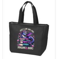 Just A Girl Who Loves Dragons And Books Dragon Reading Zip Tote Bag