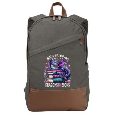 Just A Girl Who Loves Dragons And Books Dragon Reading Cotton Canvas Backpack