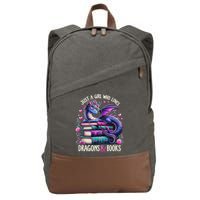 Just A Girl Who Loves Dragons And Books Dragon Reading Cotton Canvas Backpack