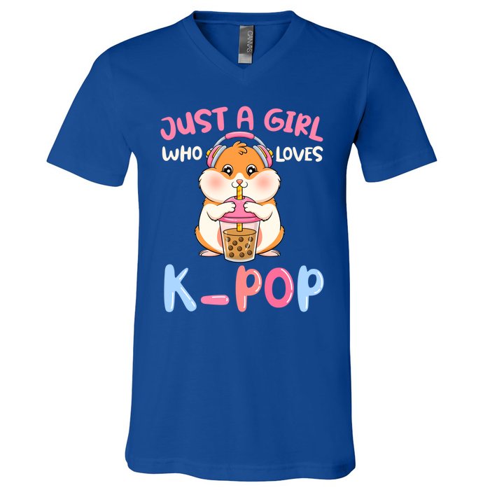 Just A Girl Who Loves Kcute Giftpop And Hamster Meaningful Gift V-Neck T-Shirt