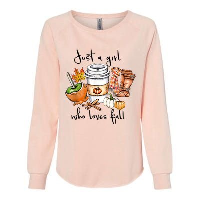 Just A Girl Who Loves Fall Pumpkin Coffee Lover Happy Thankgiving Womens California Wash Sweatshirt