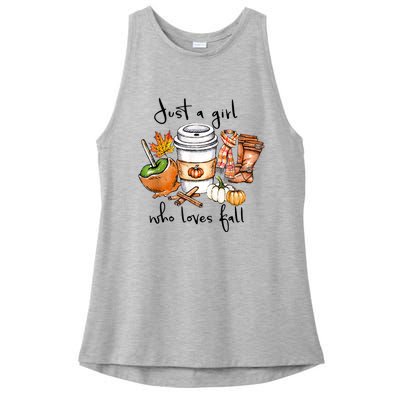 Just A Girl Who Loves Fall Pumpkin Coffee Lover Happy Thankgiving Ladies PosiCharge Tri-Blend Wicking Tank