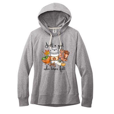 Just A Girl Who Loves Fall Pumpkin Coffee Lover Happy Thankgiving Women's Fleece Hoodie