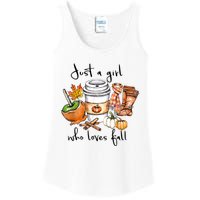 Just A Girl Who Loves Fall Pumpkin Coffee Lover Happy Thankgiving Ladies Essential Tank