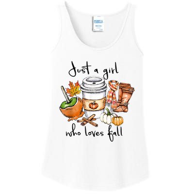 Just A Girl Who Loves Fall Pumpkin Coffee Lover Happy Thankgiving Ladies Essential Tank