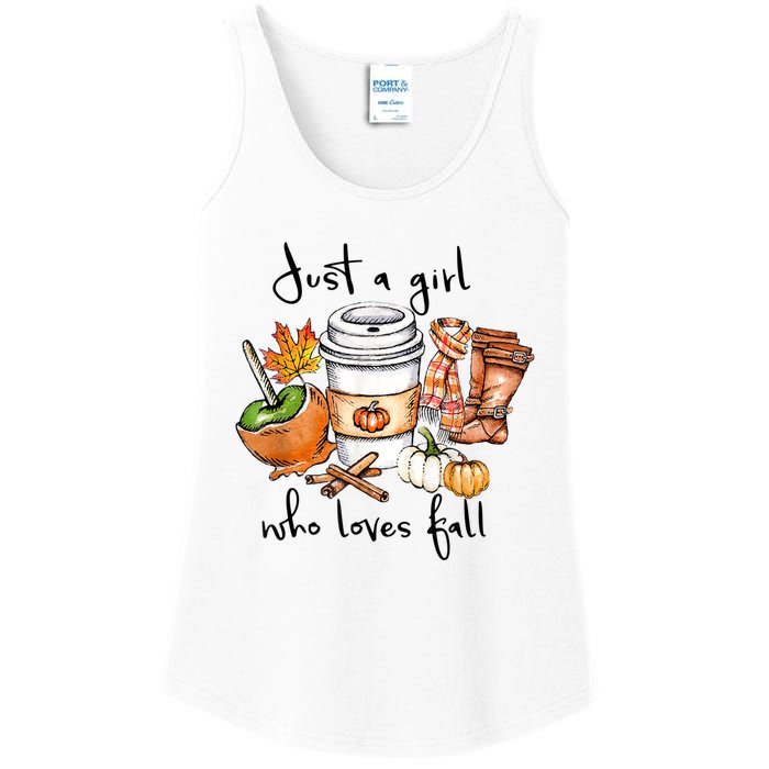 Just A Girl Who Loves Fall Pumpkin Coffee Lover Happy Thankgiving Ladies Essential Tank