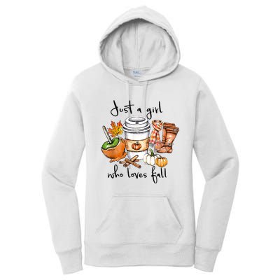 Just A Girl Who Loves Fall Pumpkin Coffee Lover Happy Thankgiving Women's Pullover Hoodie