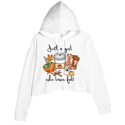 Just A Girl Who Loves Fall Pumpkin Coffee Lover Happy Thankgiving Crop Fleece Hoodie