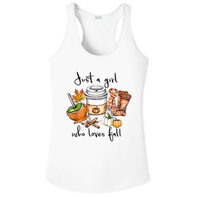 Just A Girl Who Loves Fall Pumpkin Coffee Lover Happy Thankgiving Ladies PosiCharge Competitor Racerback Tank