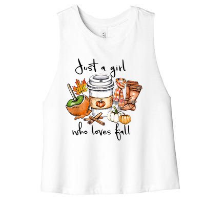 Just A Girl Who Loves Fall Pumpkin Coffee Lover Happy Thankgiving Women's Racerback Cropped Tank