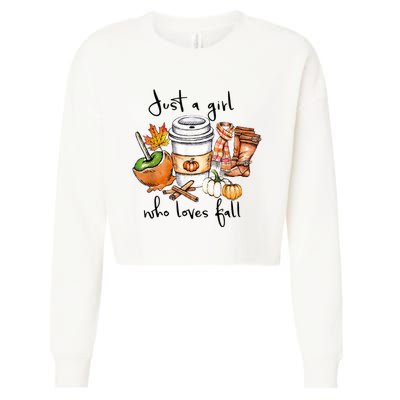 Just A Girl Who Loves Fall Pumpkin Coffee Lover Happy Thankgiving Cropped Pullover Crew