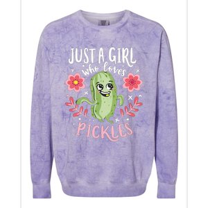 Just A Girl Who Loves Pickles Colorblast Crewneck Sweatshirt