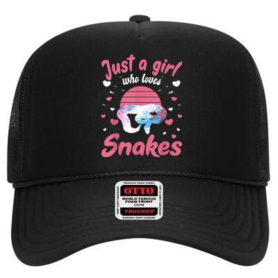 Just A Girl Who Loves Snakes Snake Lover Gift High Crown Mesh Back Trucker Hat