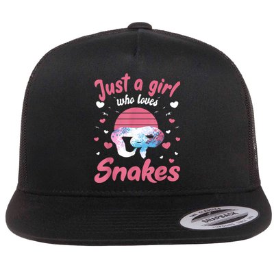 Just A Girl Who Loves Snakes Snake Lover Gift Flat Bill Trucker Hat