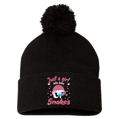 Just A Girl Who Loves Snakes Snake Lover Gift Pom Pom 12in Knit Beanie