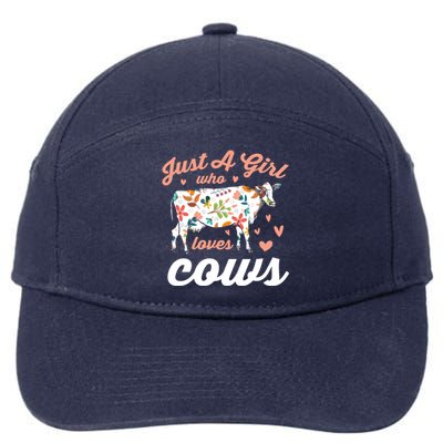 Just A Girl Who Loves Cows Gift 7-Panel Snapback Hat