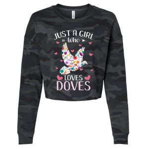 Just A Girl Who Loves Doves Cute Dove Lover Girl Cropped Pullover Crew