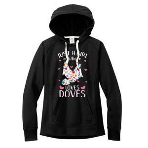 Just A Girl Who Loves Doves Cute Dove Lover Girl Women's Fleece Hoodie