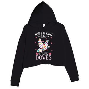 Just A Girl Who Loves Doves Cute Dove Lover Girl Crop Fleece Hoodie