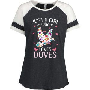 Just A Girl Who Loves Doves Cute Dove Lover Girl Enza Ladies Jersey Colorblock Tee