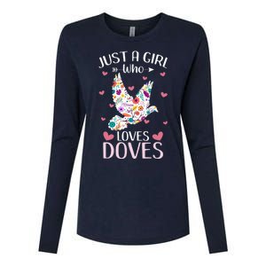 Just A Girl Who Loves Doves Cute Dove Lover Girl Womens Cotton Relaxed Long Sleeve T-Shirt