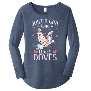 Just A Girl Who Loves Doves Cute Dove Lover Girl Women's Perfect Tri Tunic Long Sleeve Shirt