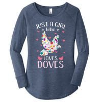 Just A Girl Who Loves Doves Cute Dove Lover Girl Women's Perfect Tri Tunic Long Sleeve Shirt