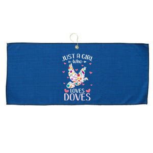 Just A Girl Who Loves Doves Cute Dove Lover Girl Large Microfiber Waffle Golf Towel