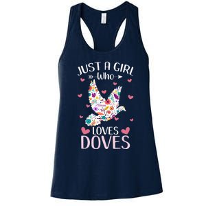 Just A Girl Who Loves Doves Cute Dove Lover Girl Women's Racerback Tank