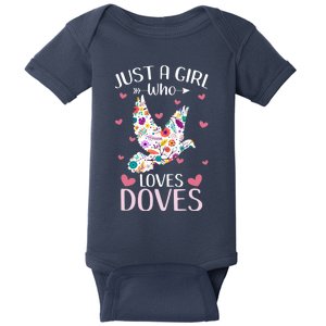 Just A Girl Who Loves Doves Cute Dove Lover Girl Baby Bodysuit