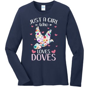 Just A Girl Who Loves Doves Cute Dove Lover Girl Ladies Long Sleeve Shirt