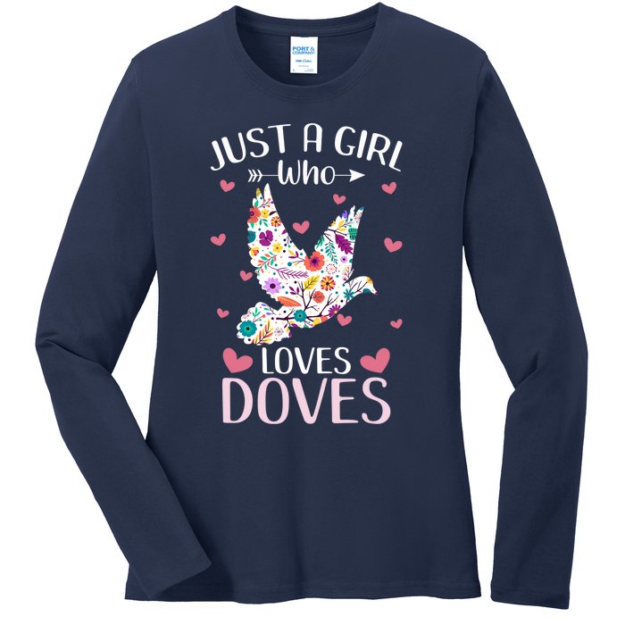 Just A Girl Who Loves Doves Cute Dove Lover Girl Ladies Long Sleeve Shirt