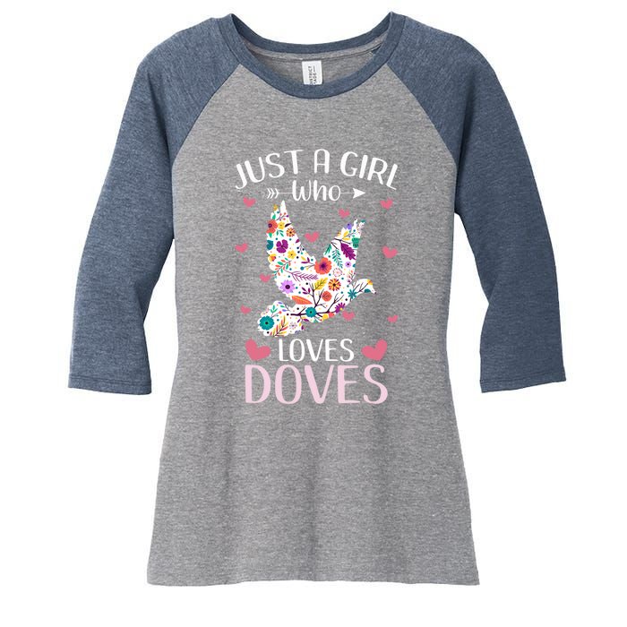 Just A Girl Who Loves Doves Cute Dove Lover Girl Women's Tri-Blend 3/4-Sleeve Raglan Shirt